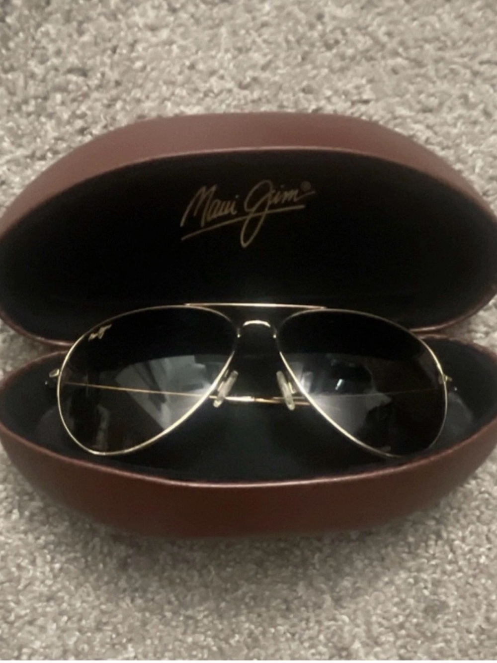 Maui Jim Gold Frame Aviator Sunglasses with Black Lenses